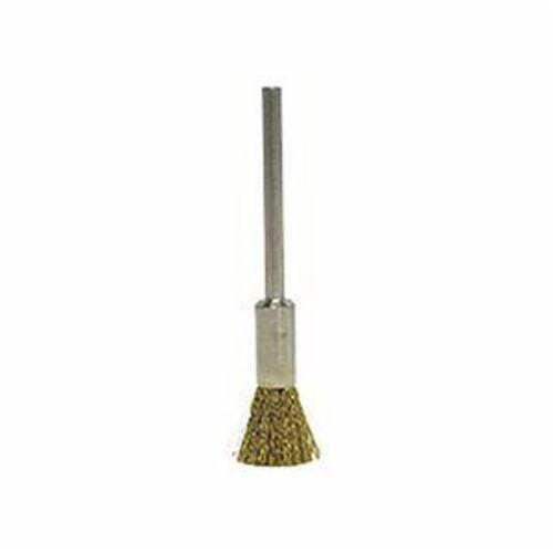 Weiler® 26097 Miniature End Brush, 3/16 in Dia Brush, Crimped, 0.03 in Dia Filament/Wire, Brass Fill, 1/4 in L Trim